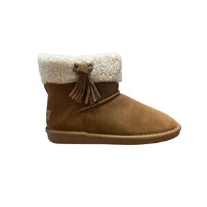 Minnetonka Suede Ankle Boots With Searing Cuff and Side Tassel WomensSize 8 snow
